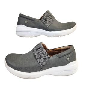 Nurse Mates Cally Women's Slip On Shoes Gray Mesh Knit Casual Comfort Size 8